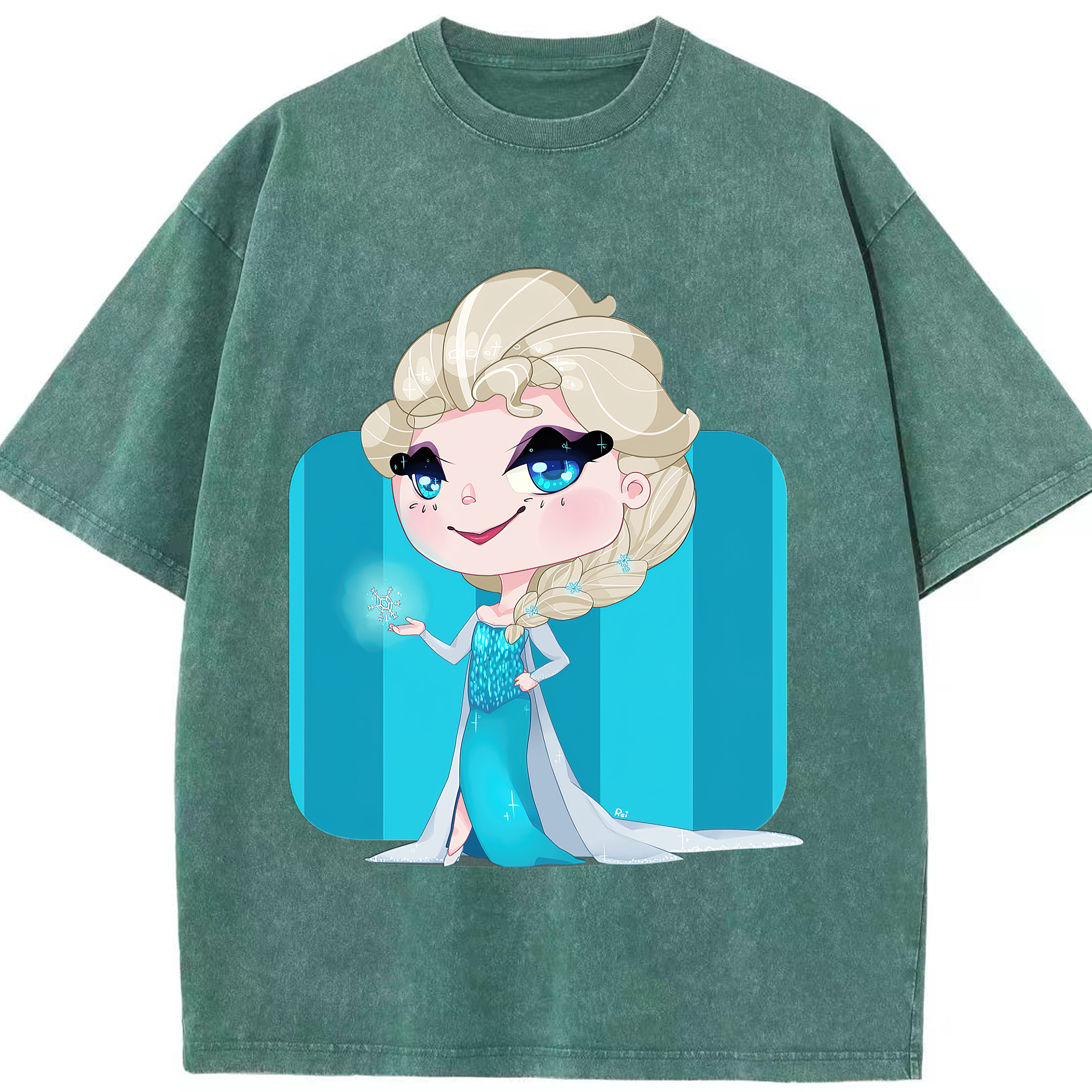 （画像用） アナと雪の女王 アンナ エルサ Frozen Anna Elsa 綿100% ヴィンテージ風 半袖Tシャツ（フロントプリント）
